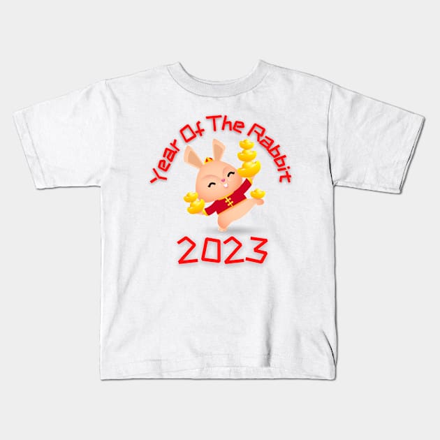 Year Of the Rabbit Chinese Zodiac Lunar New Year Kids T-Shirt by Barts Arts